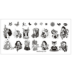 Placas de estampado de uñas de acero inoxidable, imagen de uñas flores búho animal pascua plantillas, para herramientas de impresión de manicura de uñas diy, Patrón humano, 120x60x0.5mm