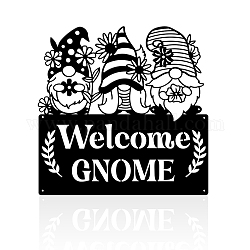 Iron Wall Art Decorations, Welcome Signs, for Front Porch, Living Room, Kitchen, Matte Style, Gnome Pattern, 300x300x1mm