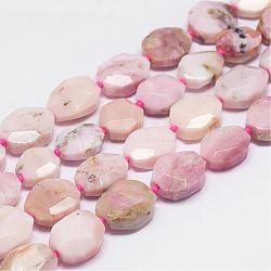 Rosa naturale perline opale fili, sfaccettato, ovale, 13~15x15~21x7~8mm, Foro: 1 mm, circa 19~22pcs/filo, 15.7 pollice