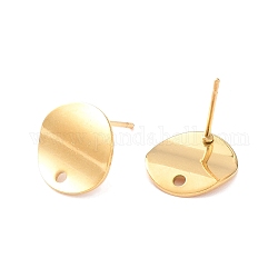 201 Stainless Steel Stud Earrings Finding, with 304 Stainless Steel Pins, Flat Round, Golden, 12mm, Hole: 1.5mm, Pin: 0.7mm