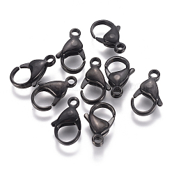 304 Stainless Steel Lobster Claw Clasps, Parrot Trigger Clasps, Electrophoresis Black, 19~19.5x11.5x5mm, Hole: 2.5mm