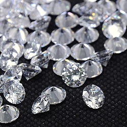 Diamond Shape Grade AAA Cubic Zirconia Cabochons, Faceted, Clear, 3mm