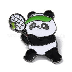 Sport-Thema Panda-Emaille-Pins, Rotgusslegierungsbrosche für Rucksackkleidung, Tennis, 28x24 mm