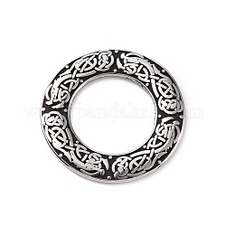 304 Edelstahl Verbindungsring, poliert, runder Ring mit Drachenmuster, Antik Silber Farbe, 37.5x2 mm