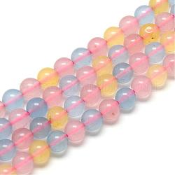 Naturchalcedon-Perlenstränge, Nachahmung Morganit Farbe, gefärbt, Runde, 6 mm, Bohrung: 1 mm, ca. 62 Stk. / Strang, 15.7 Zoll