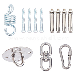 201 Stainless Steel Swing Hook, Yoga Fixed Plate Accessories, with 304 Stainless Steel Lock, Screws for Swing Sporting Goods, Stainless Steel Color, 89.5x43mm, Hole: 8.5mm