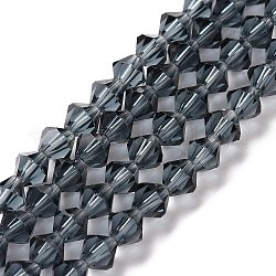Imitazione sfaccettato cristallo austriaco fili di perle, grado aaa, bicono, blu scuro, 6x6mm, Foro: 0.7~0.9 mm, circa 68pcs/filo, 15.7 pollice