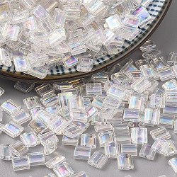 Miyuki tila perline, perline giapponesi, 2-foro, (tl250) cristallo ab, 5x5x1.9mm, Foro: 0.8 mm, circa 590pcs/50g