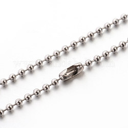 Collares de cadena de bola clásico liso de acero inoxidable 304 para hombres y mujeres, color acero inoxidable, 23.6 pulgada (59.9 cm), 2.4mm