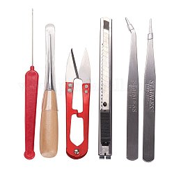 PandaHall Jewelry Making Tool Kit, 10 Pieces Jewelery Repair Tools with Pliers, Cutter, Scissor, Ring,Thimble, Awl, Tweezer
