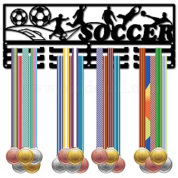 Support de mur d'affichage de support de cintre de médaille de fer de mode, 3 ligne, avec des vis, noir, football américain, 150x400mm, Trou: 5mm