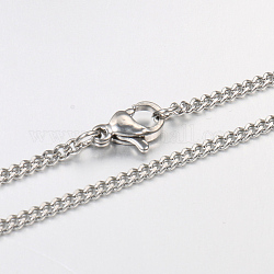 Unisex Casual Style 304 Stainless Steel Twisted Chain Necklaces, with Lobster Claw Clasps, Faceted, Stainless Steel Color, 23.6inch(59.9cm)