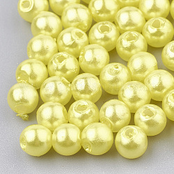 Perles en plastique ABS, perle d'imitation, ronde, jaune, 6x5.5mm, Trou: 1.5mm, environ 4700 pcs/500 g