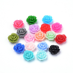 Кабошоны из смолы, цветок розы, разноцветные, 10x5 мм, снизу: 7~8 мм