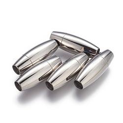 Fermoirs magnétiques lisses 304 en acier inoxydable avec emembouts à coller, ovale, couleur inoxydable, 30x11mm, Trou: 6mm
