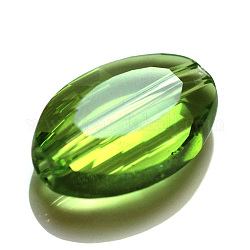 Имитация австрийских кристаллов, класс AAA, граненые, овальные, зеленый лайм, 11.5x8x4 мм, отверстие : 0.9~1 мм
