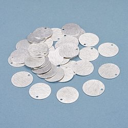 Breloques en laiton, plat rond, 925 argent sterling plaqué, 15x0.5mm, Trou: 1.4mm