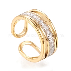 304 anelli gemelli in acciaio inox, anelli aperti, con chiaro zirconi, oro, formato 6~9, diametro interno: 16~19mm