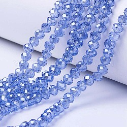 Electroplate Glass Beads Strands, Pearl Luster Plated, Faceted, Rondelle, Royal Blue, 2.5x2mm, Hole: 0.4mm, about 170pcs/strand, 11.8 inch(30cm)