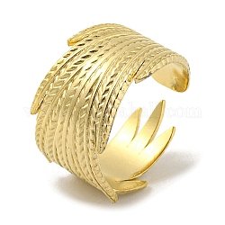 304 anello a polsino aperto in acciaio inossidabile, pelle, oro, misura degli stati uniti 7 1/4 (17.5mm)