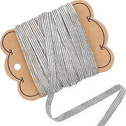 Cordino/fascia elastica piatta gorgecraft, con gomma all'interno, accessori per cucire indumenti per tessitura, argento, 6mm, 20yards / bag