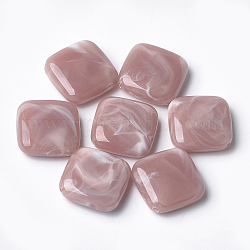 Perles acryliques, style de pierres fines imitation, losange, brun rosé, 23x23.5x7mm, Trou: 1.8mm