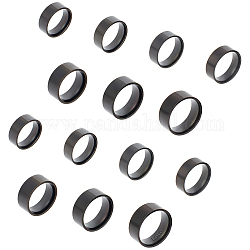 Unicraftale 14Pcs 7 Size 304 Stainless Steel Plain Band Rings Set, Electrophoresis Black, US Size 6~12 1/4(16.5~21.5mm), 2Pcs/size