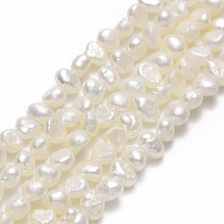 Brins de perles de culture d'eau douce naturelles, deux faces polies, linge, 4x3~3.5x3mm, Trou: 0.5mm, Environ 94~96 pcs/chapelet, 14.65~14.76'' (37.2~37.5 cm)