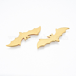 201 Stainless Steel Pendants, Bat, Halloween Style, Real 18K Gold Plated, 13x37x1mm, Hole: 1mm