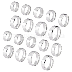 Dicosmetic 18 pz 9 taglia 201 anello a fascia in acciaio inossidabile per uomo donna, colore opaco del platino, diametro interno: formato degli stati uniti 4 1/2~14 (15.2~23 mm), 2pcs / size