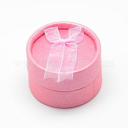 Cajas de anillas de cartón, plano y redondo, rosa, 5.5x3.5 cm