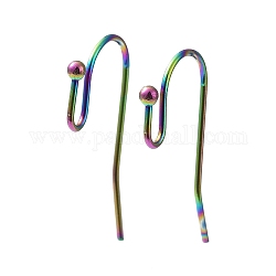 Placage ionique (ip) 316 crochets de boucle d'oreille en acier inoxydable, fil d'oreille, couleur arc en ciel, 21x12x2mm, 20 jauge, pin: 0.8 mm