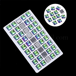 Cabochons en verre k9 transparent, dos plat, carrée, colorées, 10x10x5 mm, environ 45 PCs / sac
