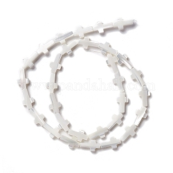 Perle trochid naturali / conchiglie trochus, croce, bianco, 12.5x7x2.5~3mm, Foro: 0.8 mm, circa 31pcs/filo, 15.26 pollice (38.75 cm)