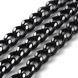 Оксидированные алюминиевые цепи с алмазной огранкой и гранеными бордюрами, витые цепочки, несварные, с катушкой, чёрные, 15x10.5x5 мм, около 65.62 фута (20 м) / рулон