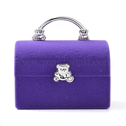Sac dame avec boîtes à bijoux en velours en forme d'ours, étui de rangement pour organisateur de boîte à bijoux portable, pour collier de boucles d'oreilles, violet, 5.7x4.4x5.5 cm