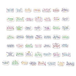 Set di etichette adesive in carta per parole inglesi a tema ispiratore 50 pz, etichette adesive, per l'arredamento di valigie e skateboard e frigorifero, colore misto, 29~47x59~73x0.25mm