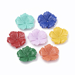 Dyed Synthetic Coral Bead Caps, Flower, Mixed Color, 18.5~19.5x19~20x4.5~5.5mm, Hole: 1mm