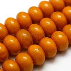 Buddhist Jewelry Beaded Findings Resin Imitation Beeswax Rondelle Bead Strands, Chocolate, 18x12mm, Hole: 1mm, about 33pcs/strand, 14.96inch