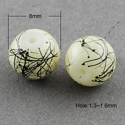 Drawbench Glass Bead Strands, Round, Champagne Yellow, 8mm, Hole: 1.3~1.6mm, about 100pcs/strand, 31.4inch
