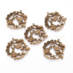 Unique Alloy Pendants, Lead Free & Nickel Free, Idea For Fairy Tale Jewelry Making, Antique Bronze, about 42mm long, 42mm wide, 3mm thick, hole: 2mm