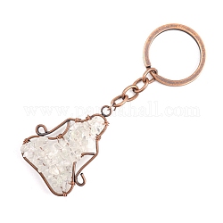 Llaveros colgantes de yoga con chips de cristal de cuarzo natural envueltos en alambre de cobre, Para accesorios colgantes de mochila para llave de coche, 10x4.5 cm