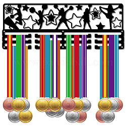 Support de mur d'affichage de support de cintre de médaille de fer de mode, 3 ligne, avec des vis, noir, pom-pom girl, étoiles du nord, 150x400mm, Trou: 5mm