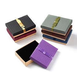 Gioielli scatole di cartone set, coperto con fiocco di nastro e carta, per collane, anelli, orecchini, rettangolo, colore misto, 12.5x9x3.05cm