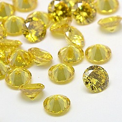 Cabochons de forme de diamond de zircone cubique Grade A, facette, jaune, 1.5mm