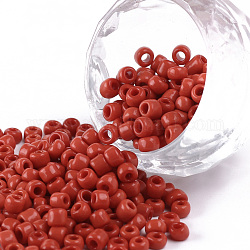 Perline semi di vetro, semi di colori opachi, tondo, rosso, misura:circa4mm di diametro, foro:1.5mm, circa 1000pcs/100g