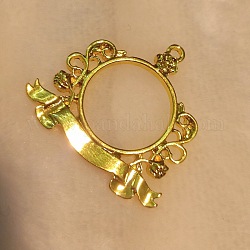 Подвески на лицевой панели из сплава цинка, для diy уф-смолы, эпоксидная смола, Прессованные цветочные украшения, круговое кольцо, золотые, 35x37x2.5 мм