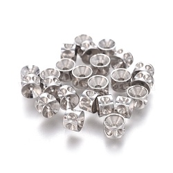 Supports de perles de strass en 304 acier inoxydable, colonne, couleur inoxydable, 4x3mm, Trou: 1mm, convient pour strass de 1.5 mm