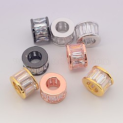 Messing Mikro ebnen Zirkonia Spalte Perlen, Cadmiumfrei und Nickel frei und Bleifrei, Mischfarbe, 8.5x5 mm, Bohrung: 4.8 mm