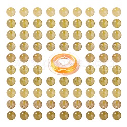 100 Stk. 8 mm Naturgold Rutilquarz runde Perlen, mit 10m elastischem Kristallfaden, für DIY-Stretch-Armbänder, die Kits herstellen, 8 mm, Bohrung: 1 mm